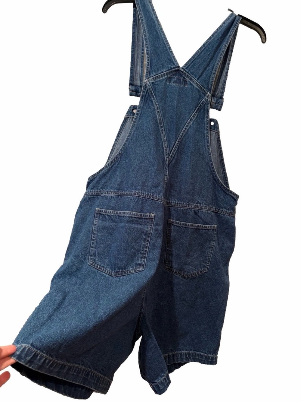 In Due Time Maternity Denim Short Overalls Size Medium Dark Blue - Picture 6 of 7